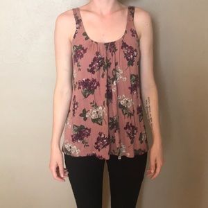 Loft pink tank top with floral design